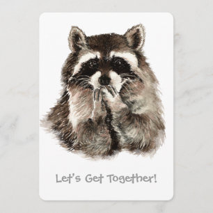 Raccoon donnant Baisers Adieu Invitation personnal