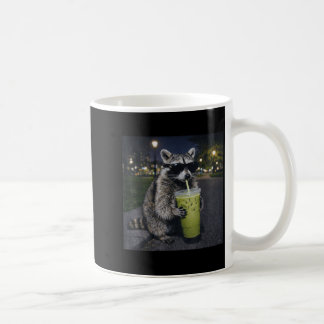 Raccoon drinking iced matcha latte funny animal kaffeetasse