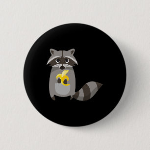 Raccoon Eating Banana Frucht Niedlich aussehen Button