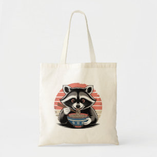 Raccoon Eating Ramen Vintager japanischer Stil Tragetasche