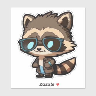 Raccoon en Lunettes de soleil Sticker Vinyl, Whims