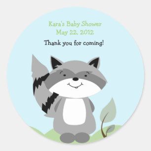 Raccoon Enchanted Forest Baby Shower Fevor Sticker