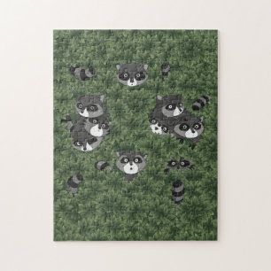 Raccoon-Familie in Bush
