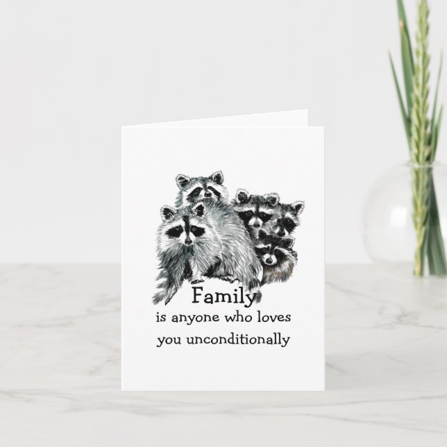 Raccoon Family Friends Liebe Zitat Tierkunst (Vorderseite)
