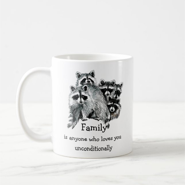 Raccoon Family Friends Weihnachts-Liebe Kaffeetasse (Links)