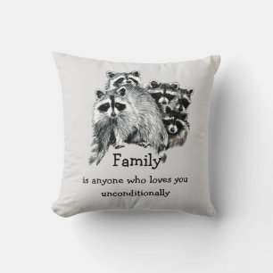 Raccoon Family Friends Weihnachts-Liebe Kissen