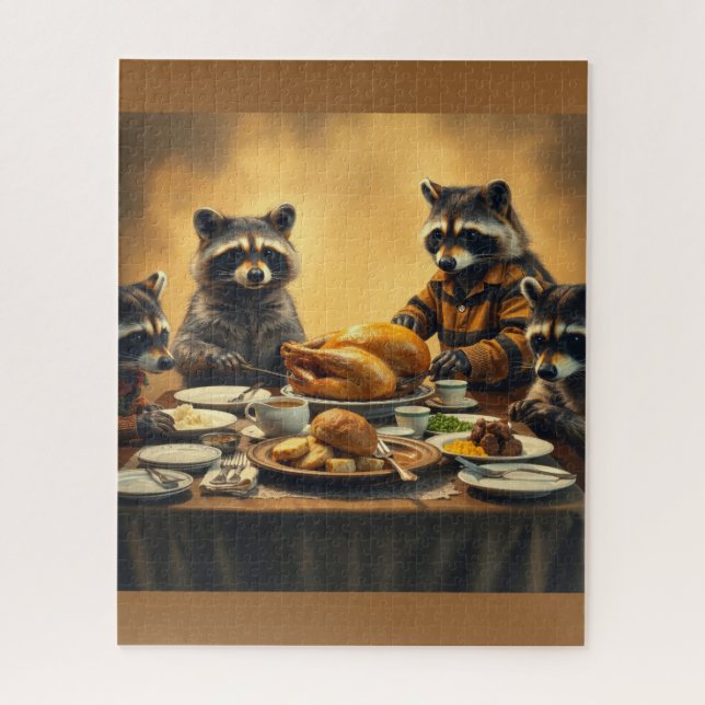 Raccoon Family Thanksgiving (Vertikal)