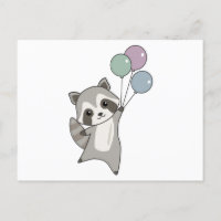 Raccoon Fliegt Balloons über Niedlichen Tieren für