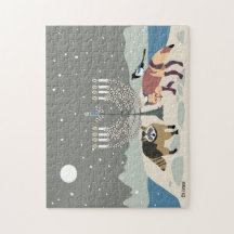 Raccoon.Fox.Magpie 2Hanoukka 11x14 Puzzle