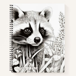 Raccoon Friedliche Natur Prairie Sketch Zeichnend Notizbuch