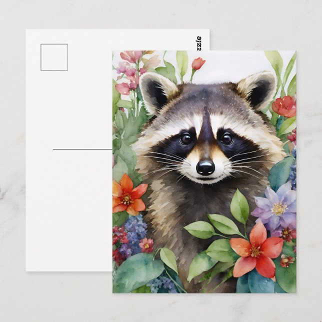 Raccoon Frische Pasta machen Postkarte (Vorne/Hinten)
