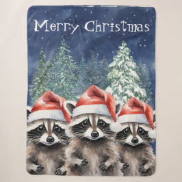 Raccoon Frohe Weihnachten Sherpadecke