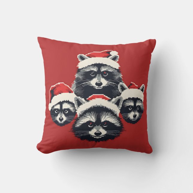 Raccoon Frohe Weihnachten Ya dreckiges Tier Kissen (Vorderseite)