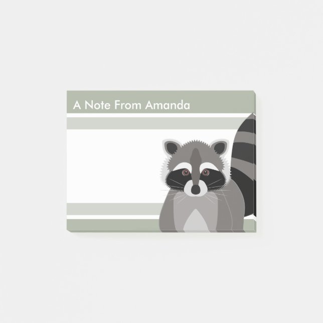 Raccoon-Gauner-niedlicher Entwurf für Post-it Klebezettel (Vorderseite)