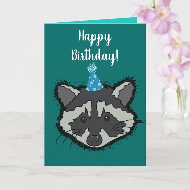 Raccoon Geburtstagskarte Karte (Orchidee)