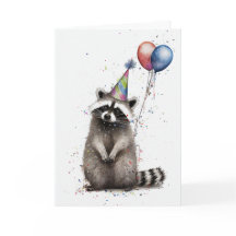Raccoon Geburtstagsparty Grußkarte