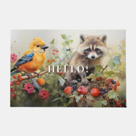 Raccoon Gelbe Fink Weinfelder Äpfel Fußmatte