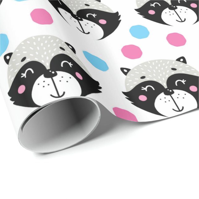 Raccoon Geschenkpapier (Rolleneckpunkt)