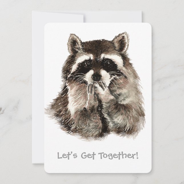 Raccoon gibt Kisses Farewell Custom Party Einladun Einladung (Vorderseite)