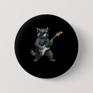 Raccoon Gitarrenrock und Roll Gift Men Wome Button