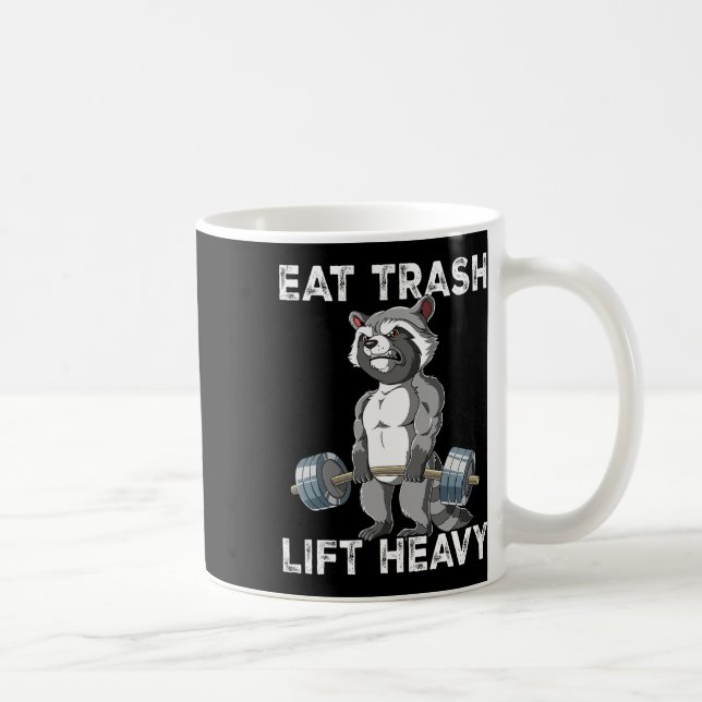 Raccoon Gym Weichtrainings essen Müllhalde schwer Kaffeetasse (Rechts)