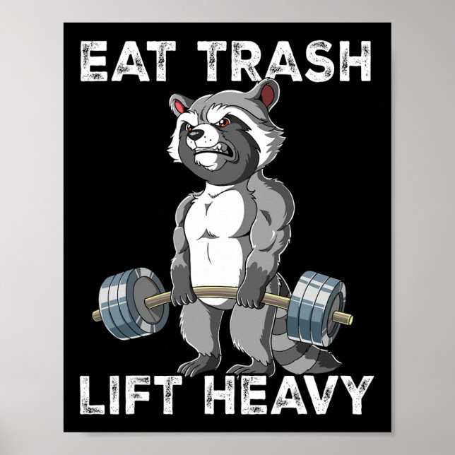 Raccoon Gym Weichtrainings essen Müllhalde schwer Poster (Vorne)