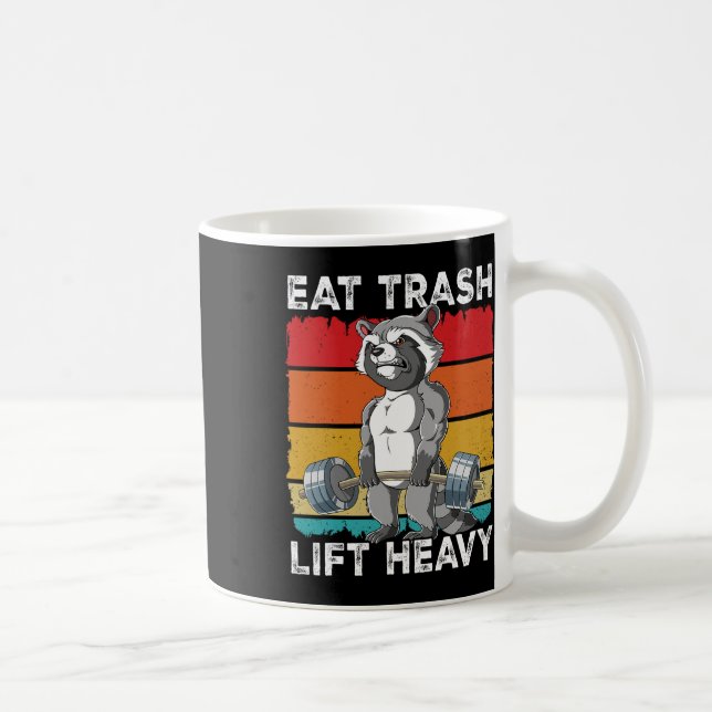 Raccoon Gym Weichtrainings Essen Müllhalde Schwere Kaffeetasse (Rechts)