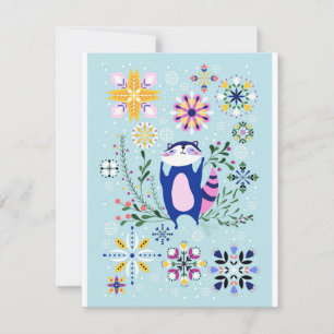 Raccoon Holiday Fun Design Card Feiertagskarte