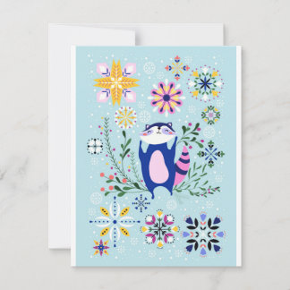 Raccoon Holiday Fun Design Card Feiertagskarte