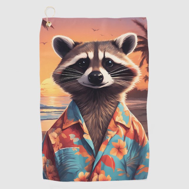 Raccoon Holiday Golfhandtuch (Vorderseite)