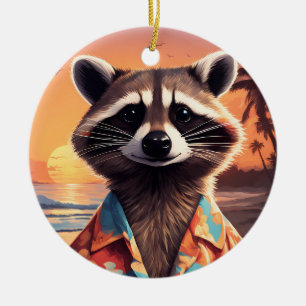 Raccoon Holiday Keramik Ornament