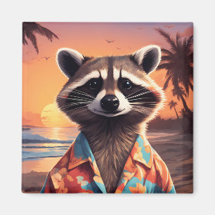 Raccoon Holiday Magnet