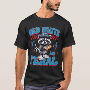 Raccoon Hotdog 4. Juli Patriotisch rot weiß und T-Shirt