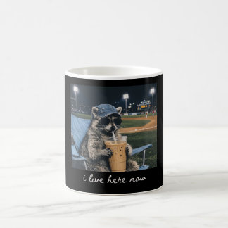 Raccoon I Live Here Now Shirt Raccoon Drinking Ice Kaffeetasse