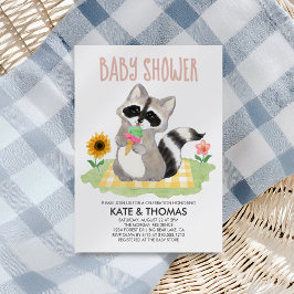 Raccoon Ice Cream Picnic Baby Dusche Einladung