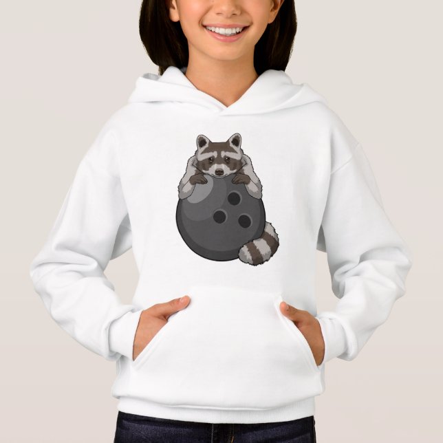 Raccoon im Bowling mit Bowlingball Hoodie (Vorderseite)