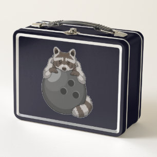 Raccoon im Bowling mit Bowlingball Metall Brotdose