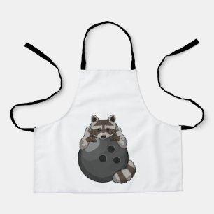 Raccoon im Bowling mit Bowlingball Schürze