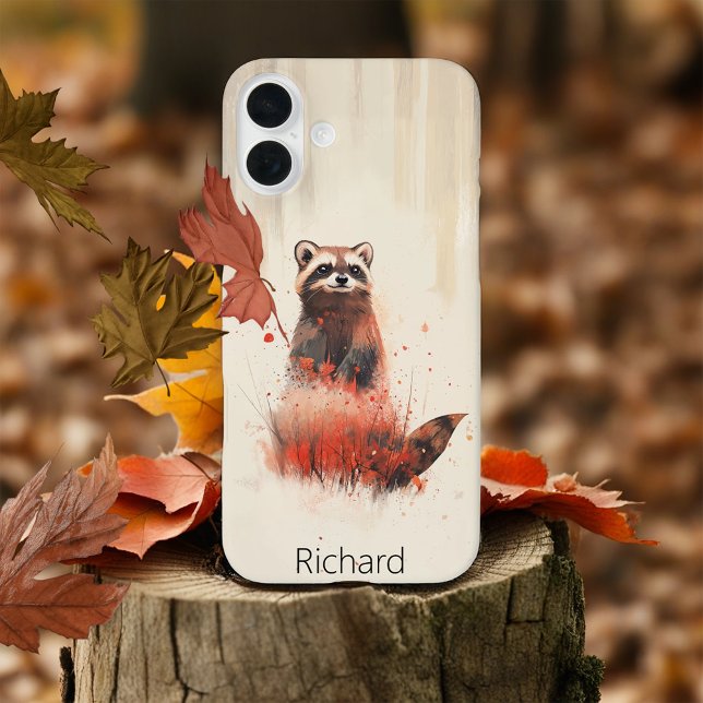 Raccoon im Wald iPhone 16 Plus Hülle (Von Creator hochgeladen)
