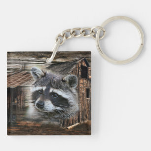 Raccoon in der alten Scheune Schlüsselanhänger