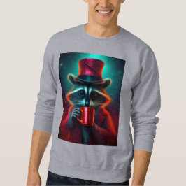 Raccoon in einem roten Outfit Drink Kaffee verklei Sweatshirt