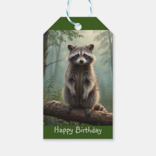 Raccoon in Forest Magnetic Birthday Card Geschenkanhänger