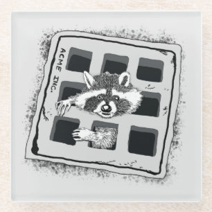 Raccoon in Grate Illustration stecken Glasuntersetzer