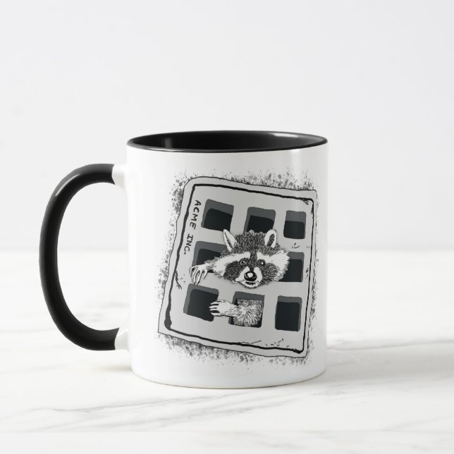 Raccoon in Grate Illustration stecken Tasse (Links)