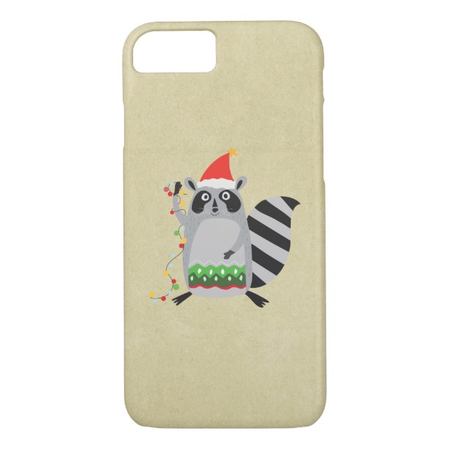 Raccoon in Weihnachtsmannmütze in Weihnachtsstimmu Case-Mate iPhone Hülle (Rückseite)