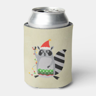 Raccoon in Weihnachtsmannmütze in Weihnachtsstimmu Dosenkühler