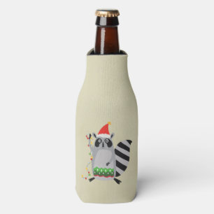 Raccoon in Weihnachtsmannmütze in Weihnachtsstimmu Flaschenkühler
