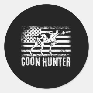 Raccoon Jagd Coon Jagen Coonhound Jäger Runder Aufkleber