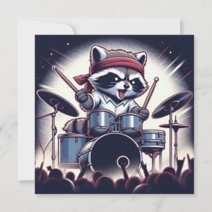 Raccoon Jam: Trommeln mit Unaufhaltsamen Dankeskarte