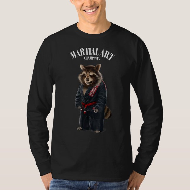 Raccoon Judo Karate Master in Black Judogi T-Shirt (Vorderseite)